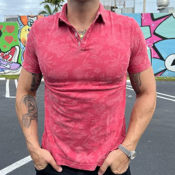 Zinovizo Men's Hawaiian Print Collared Button Down Polo Size Large - Picture 1 of 4